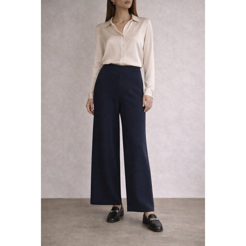 St. John Navy Wide Leg Pants